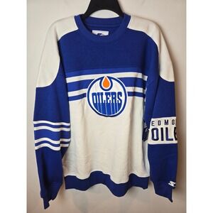 Starter Edmonton Oilers NHL Crewneck Sweatshirt Blue/White Mens Large